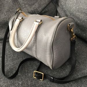 Clare V. Petite Duffel Dove Grey & White